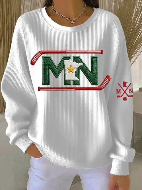 Minnesota Wild Sweatshirt Women's Game Day Apparel MN Wild Merch Present For Ice Hockey Lovers