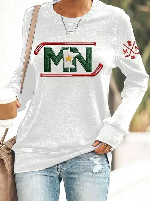 Minnesota Wild Sweatshirt Women's Game Day Clothes MN Wild Merch Hockey Fan Gifts For Her