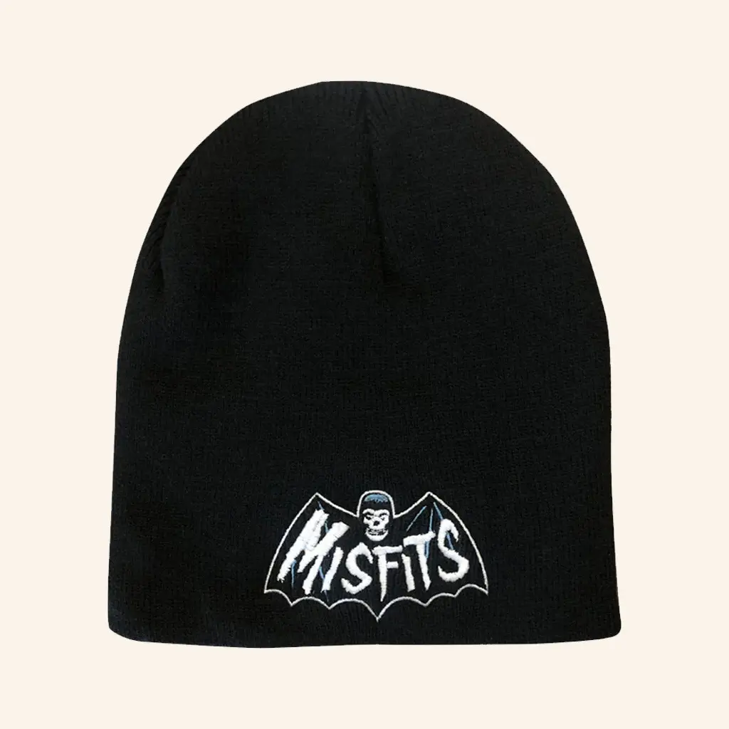 Misfits Merch Bat Fiend Beanie Embroidered Gift Ideas For Rock Fans Misfits Merch Bat Fiend Beanie Embroidered Gift Ideas For Rock Fans - Image 1