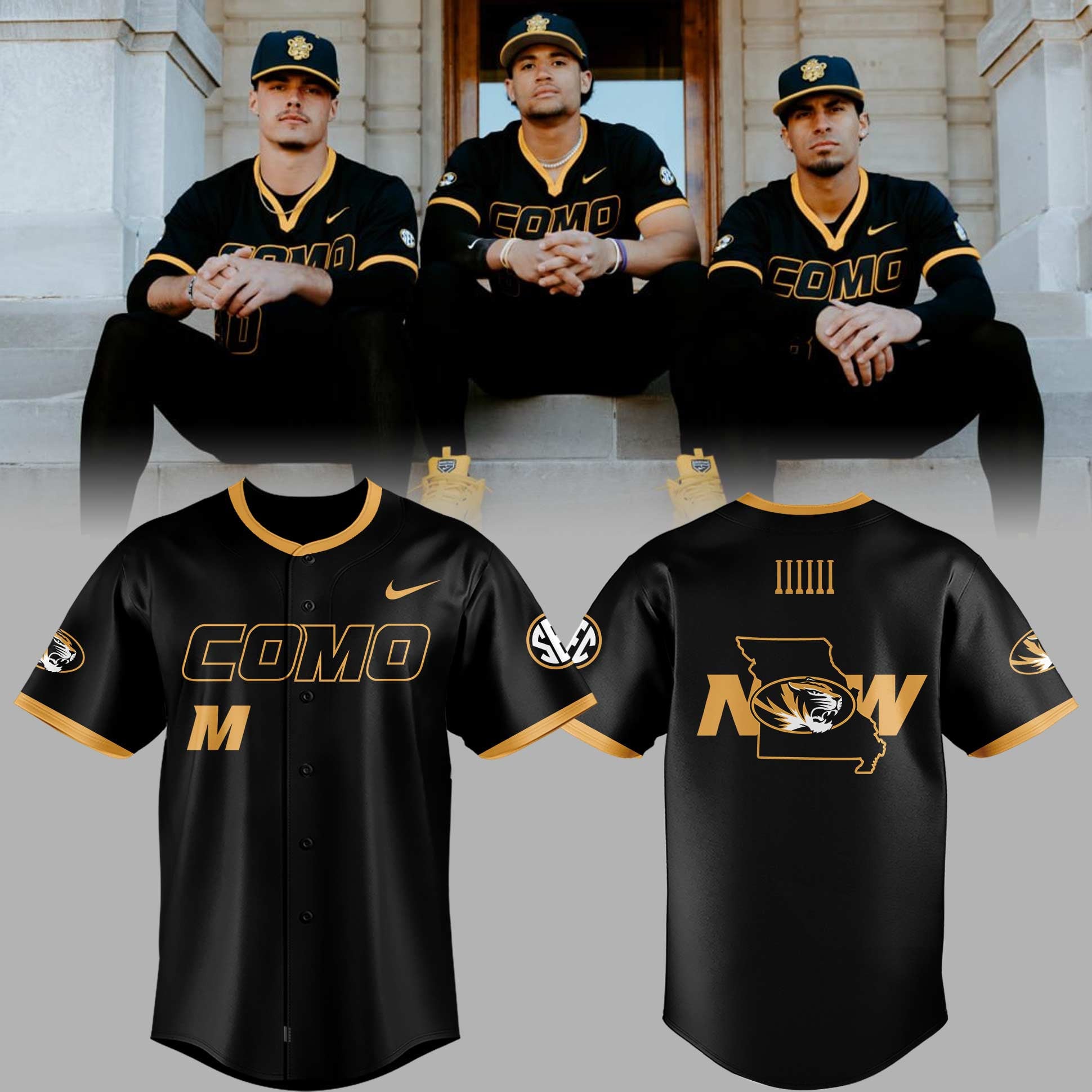 Missouri Tigers x COMO Baseball Jersey Missouri Baseball Merch Baseball Enthusiast Gifts