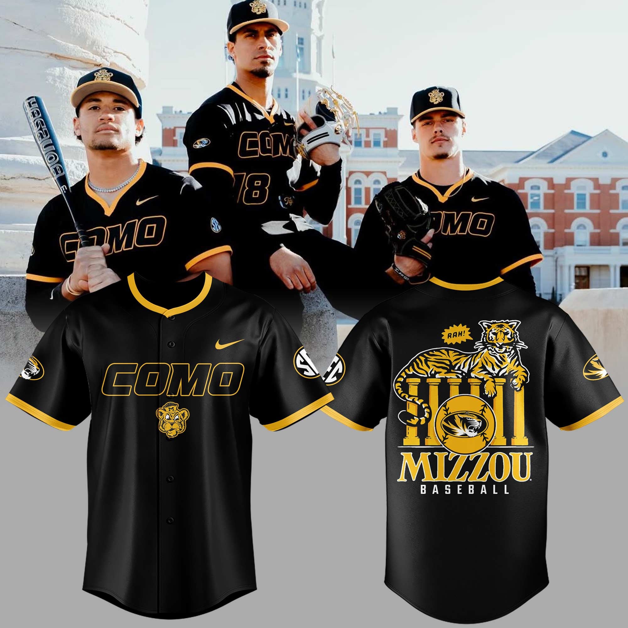 Missouri Tigers x COMO Baseball Jersey Tigers Merch Cool Gifts For Baseball Lovers