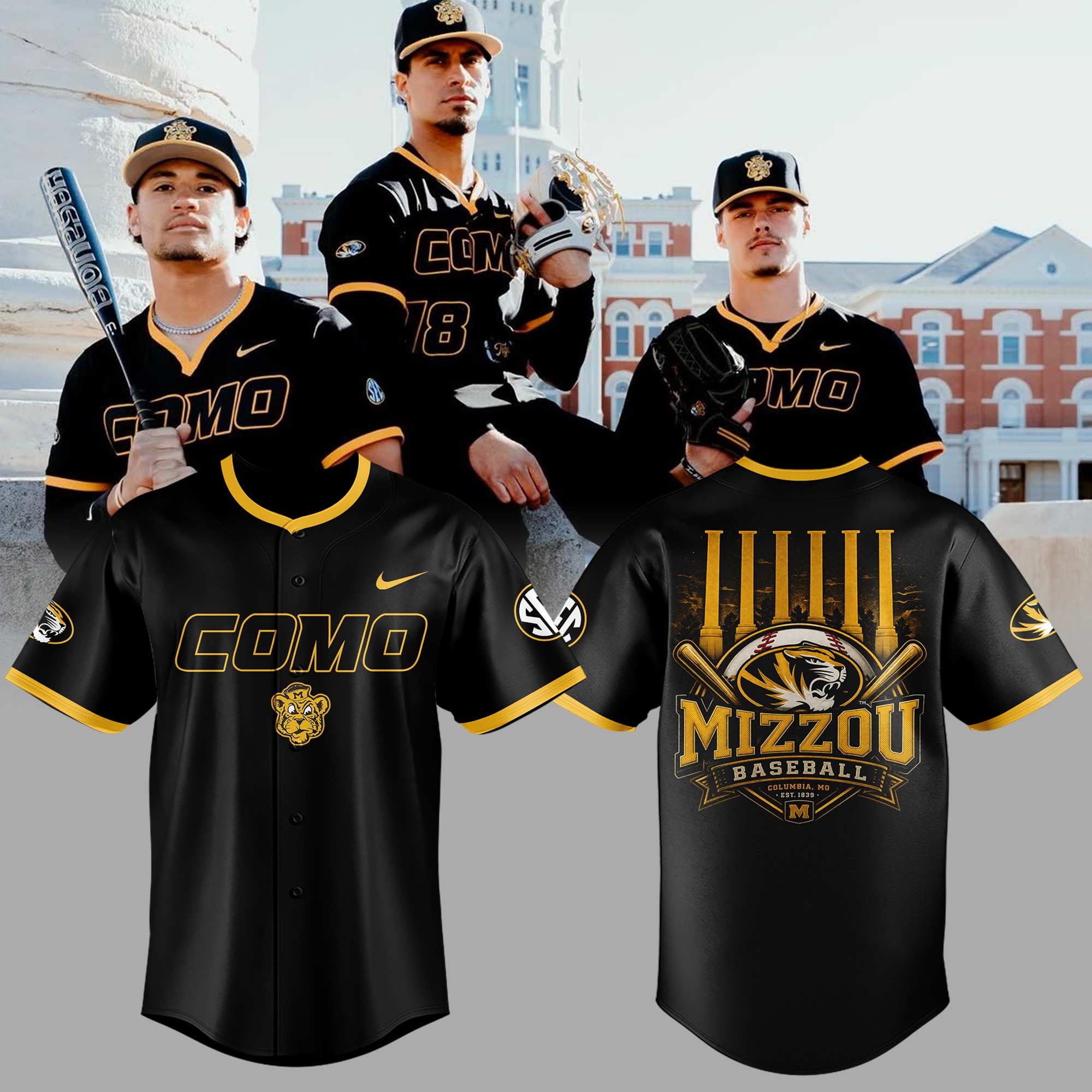 Missouri Tigers x COMO Baseball Jersey Tigers Merch Presents For Baseball Fans