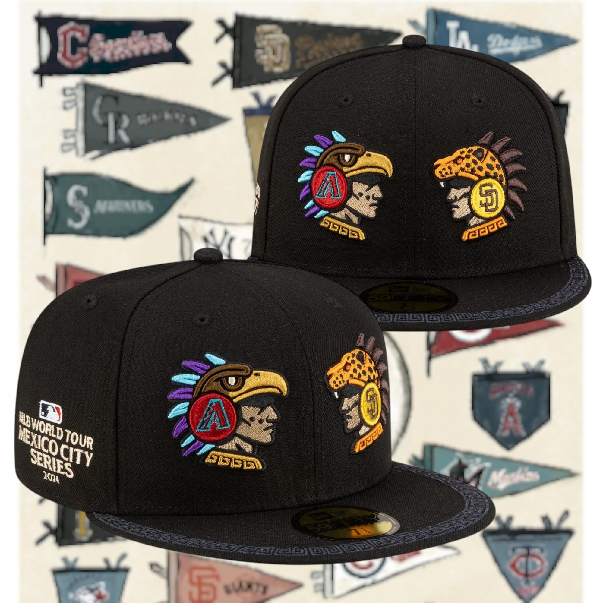 MLB 2026 Snapback Hat MLB World Tour Mexico City Series Arizona Diamondbacks Vs Sa Merch Mexico Fan