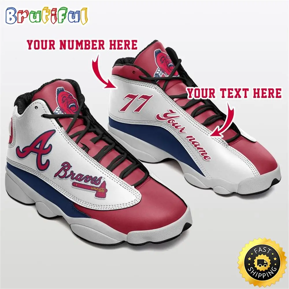 MLB Atlanta Braves Custom Name Number Air Jordan 13 Shoes V2 MLB Atlanta Braves Custom Name Number Air Jordan 13 Shoes V2 - Image 1
