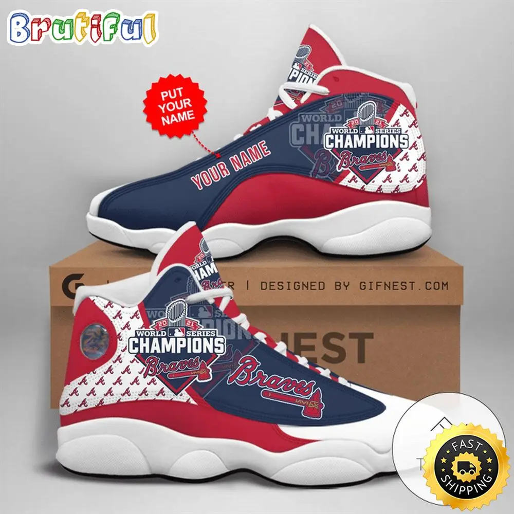 MLB Atlanta Braves Custom Name World Series Champions Air Jordan 13 Shoes MLB Atlanta Braves Custom Name World Series Champions Air Jordan 13 Shoes - Image 1