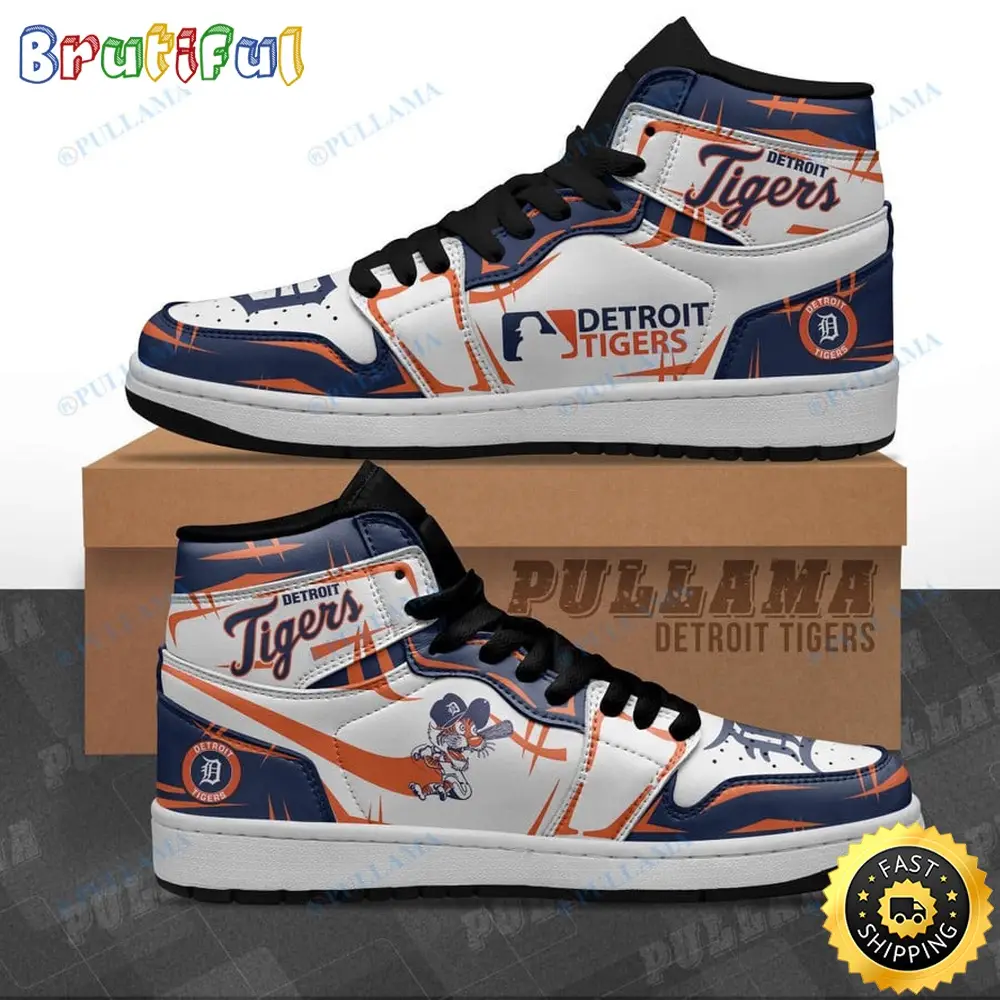MLB Detroit Tigers Mascot Air Jordan 1 High Sneakers MLB Detroit Tigers Mascot Air Jordan 1 High Sneakers - Image 1