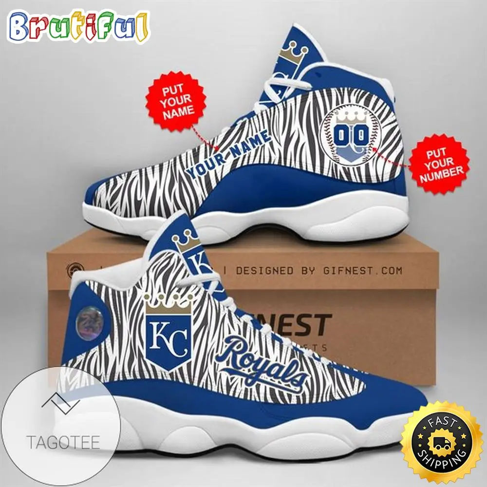 MLB Kansas City Royals Custom Name Number Air Jordan 13 Shoes V4 MLB Kansas City Royals Custom Name Number Air Jordan 13 Shoes V4 - Image 1