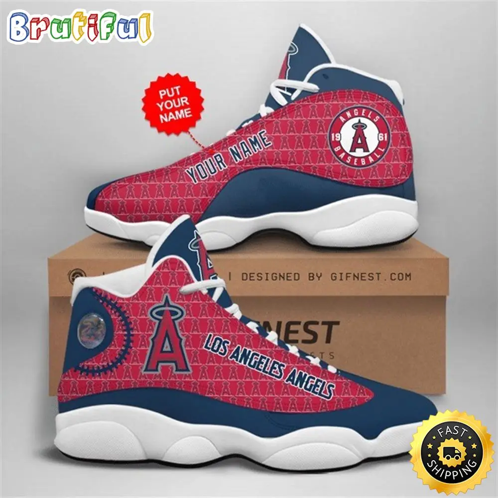 MLB Los Angeles Angels Custom Name Air Jordan 13 Shoes V2 MLB Los Angeles Angels Custom Name Air Jordan 13 Shoes V2 - Image 1