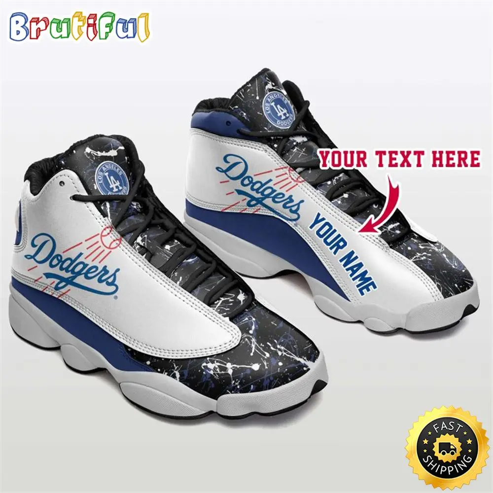 MLB Los Angeles Dodgers Custom Name Air Jordan 13 Shoes V4 MLB Los Angeles Dodgers Custom Name Air Jordan 13 Shoes V4 - Image 1