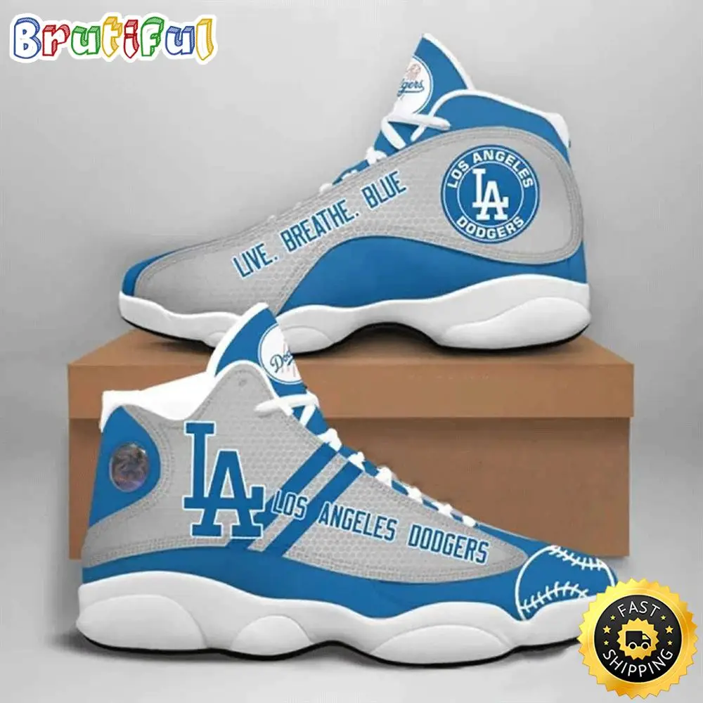 MLB Los Angeles Dodgers Live Breathe Blue Air Jordan 13 Shoes MLB Los Angeles Dodgers Live Breathe Blue Air Jordan 13 Shoes - Image 1