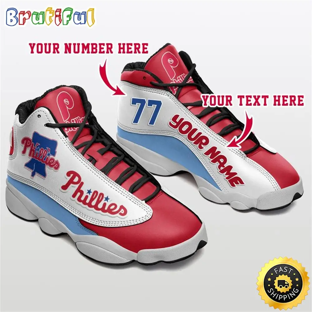 MLB Philadelphia Phillies Custom Name Number Air Jordan 13 Shoes V4 MLB Philadelphia Phillies Custom Name Number Air Jordan 13 Shoes V4 - Image 1