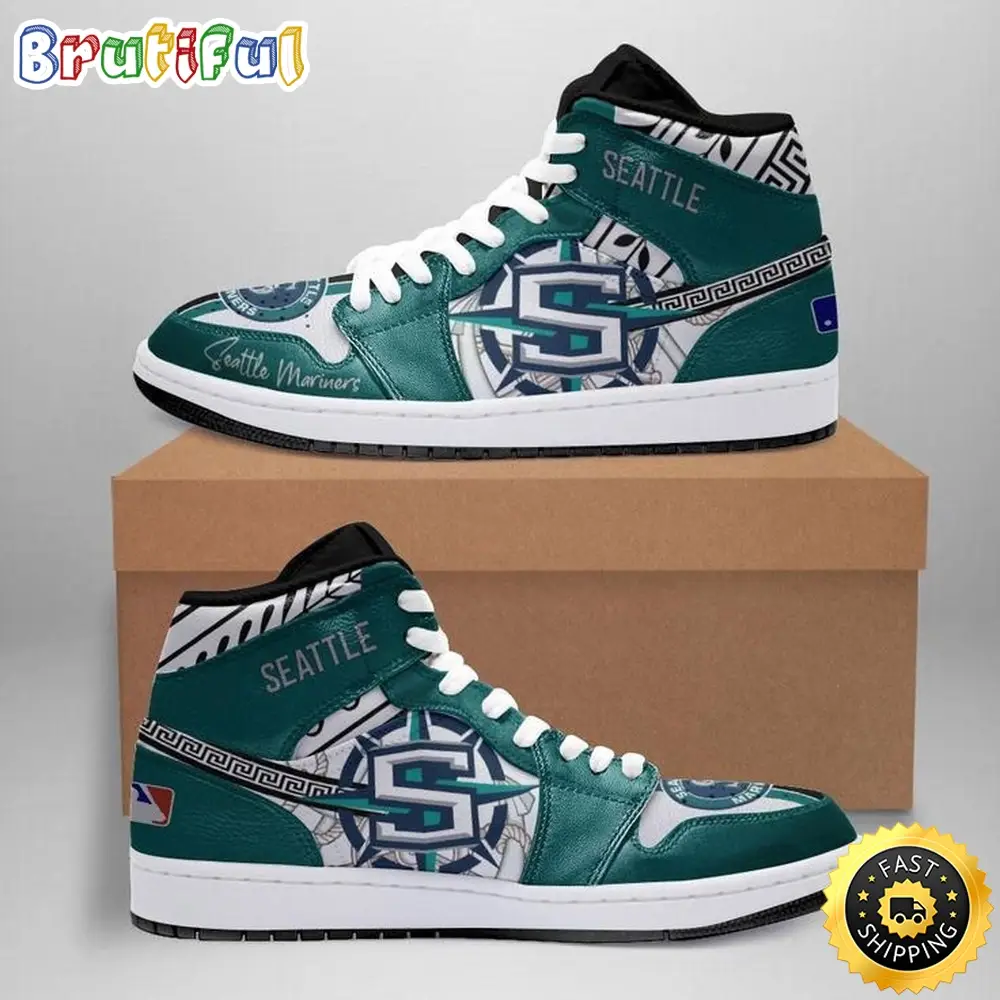 MLB Seattle Mariners Air Jordan 1 High Sneakers Classic Air Jordan Sneakers MLB Seattle Mariners Air Jordan 1 High Sneakers Classic Air Jordan Sneakers - Image 1
