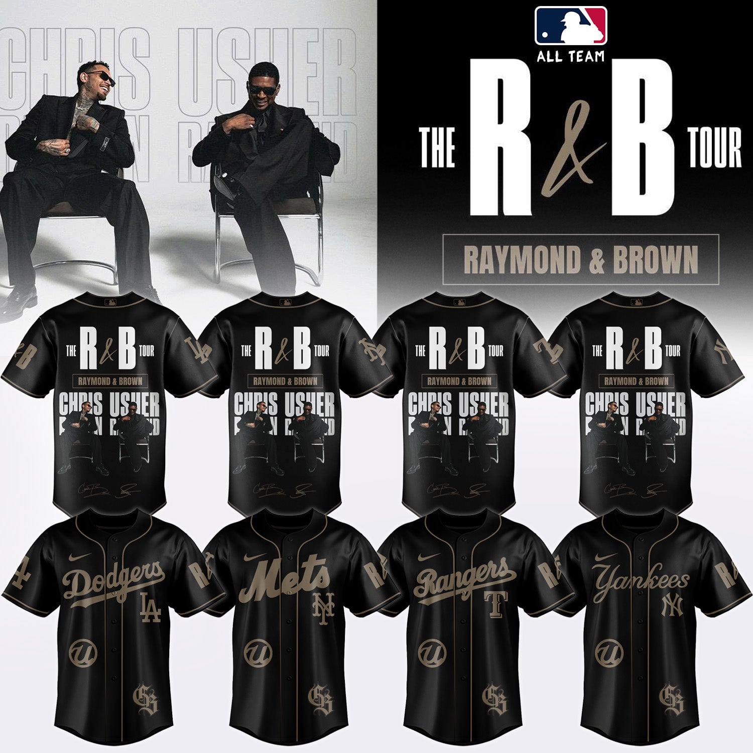 MLB Team x Raymond And Brown The R&B Tour Baseball Jersey Fan Merch Cool Baseball Gifts