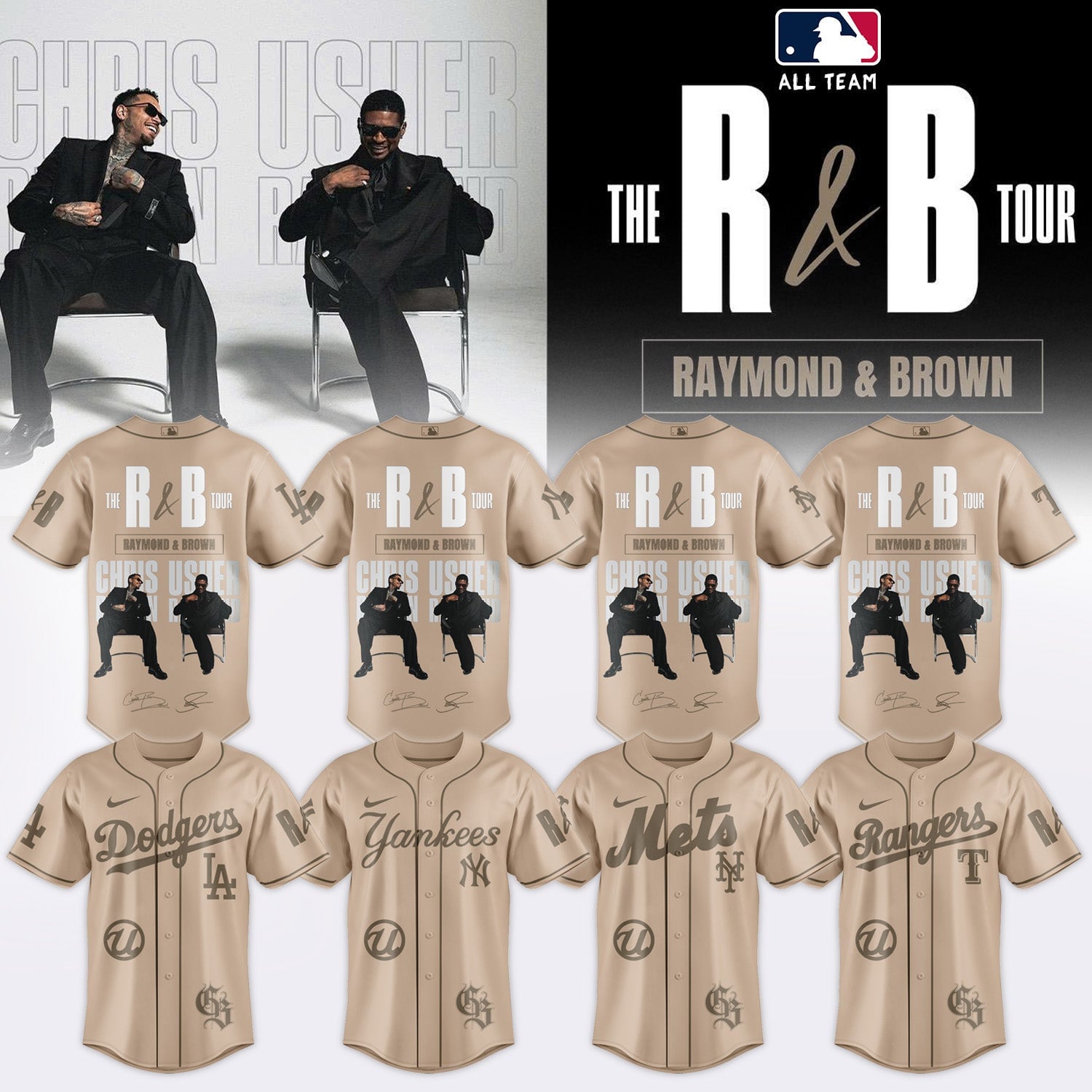 MLB Team x Raymond And Brown The R&B Tour Baseball Jersey Music Lover Gifts For Him