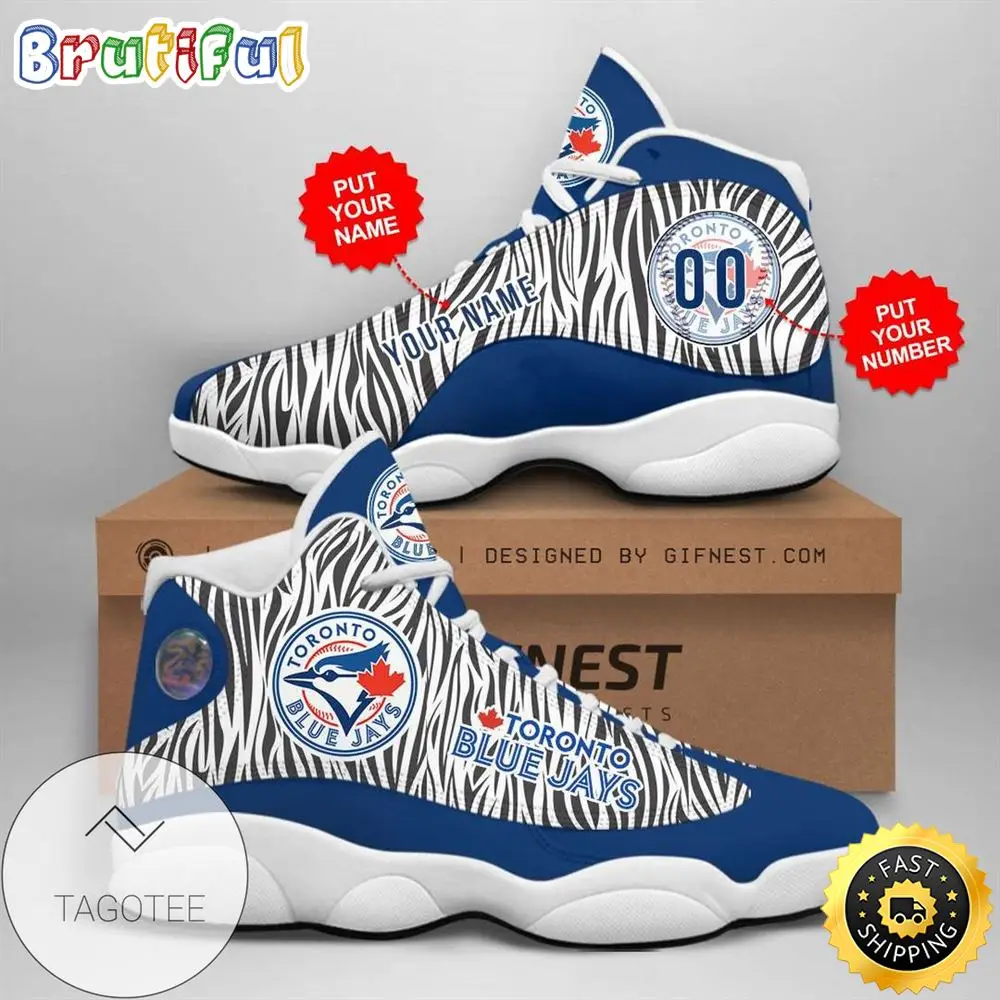 MLB Toronto Blue Jays Custom Name Number Air Jordan 13 Shoes V3 MLB Toronto Blue Jays Custom Name Number Air Jordan 13 Shoes V3 - Image 1