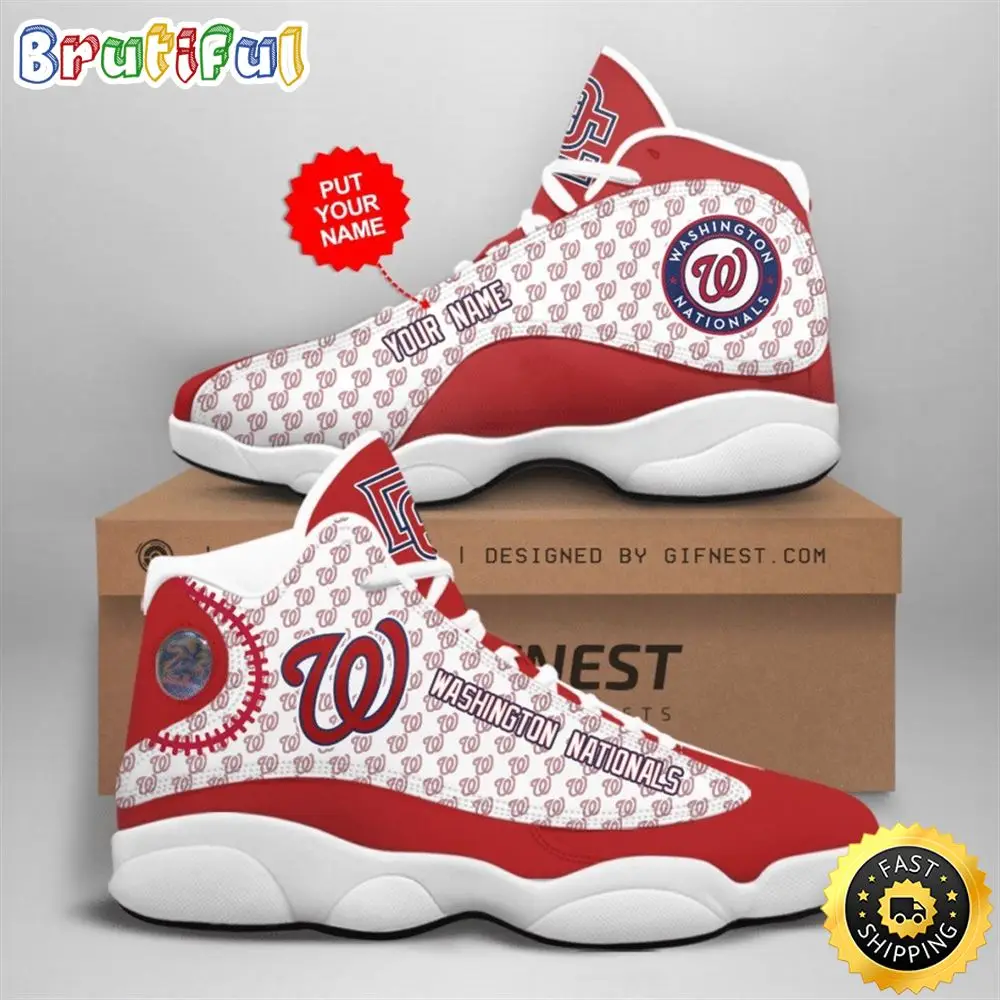 MLB Washington Nationals Custom Name Air Jordan 13 Shoes V4 MLB Washington Nationals Custom Name Air Jordan 13 Shoes V4 - Image 1
