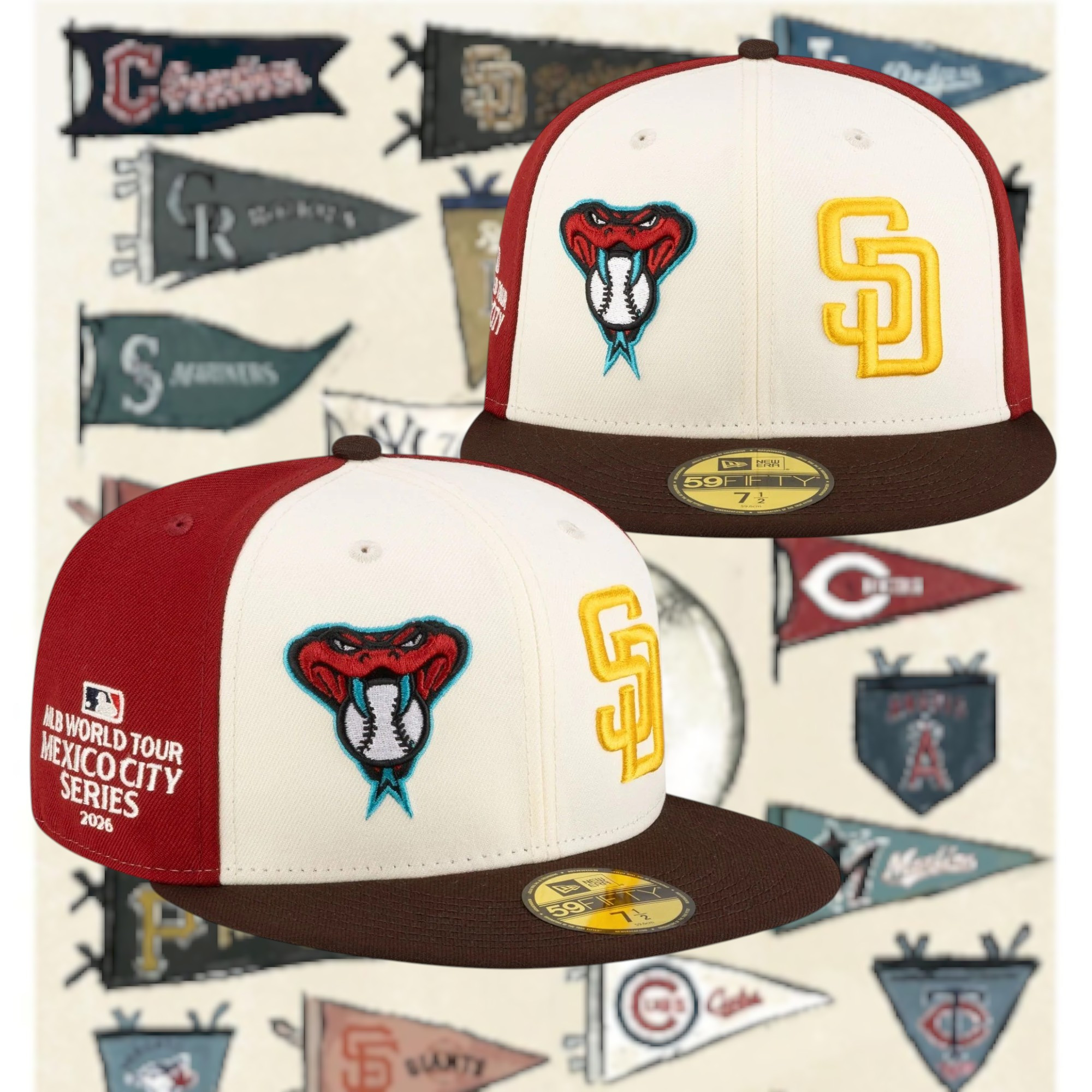 MLB World Tour Mexico City Series Arizona Diamondbacks Vs Sa Snapback Hat MLB 2026 Hat Gift Ideas