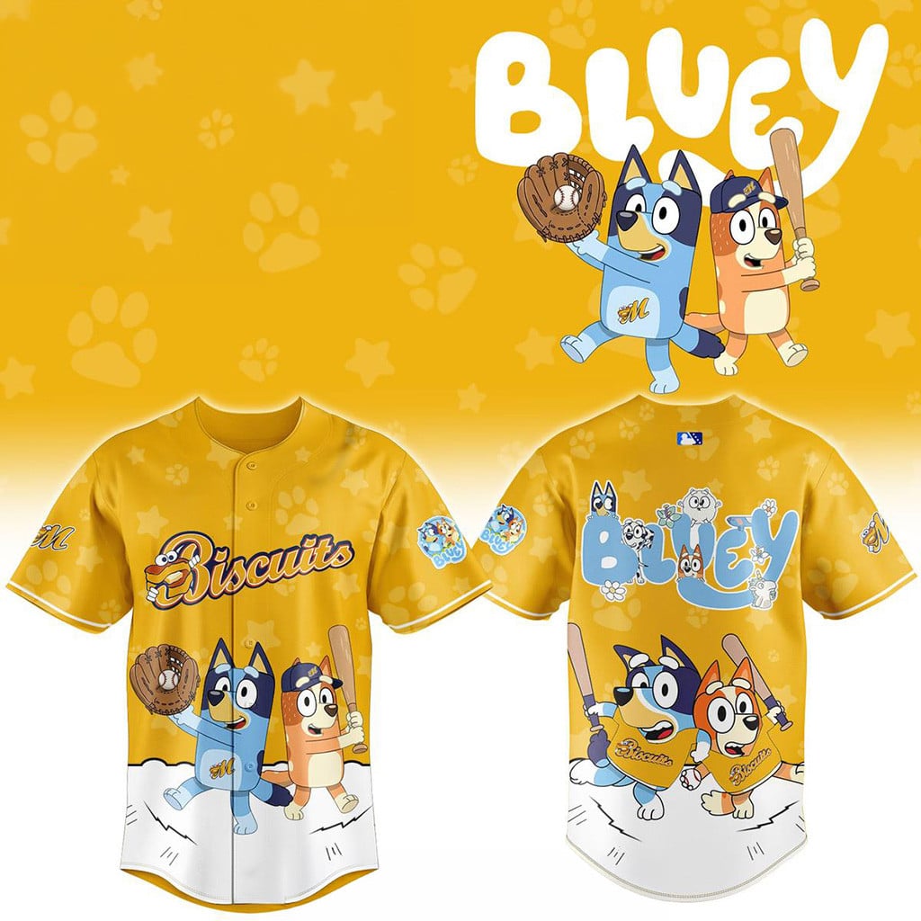 Montgomery Biscuits Naturals Bluey Night 2026 Game Baseball Jersey Biscuits Merch Fan Gifts