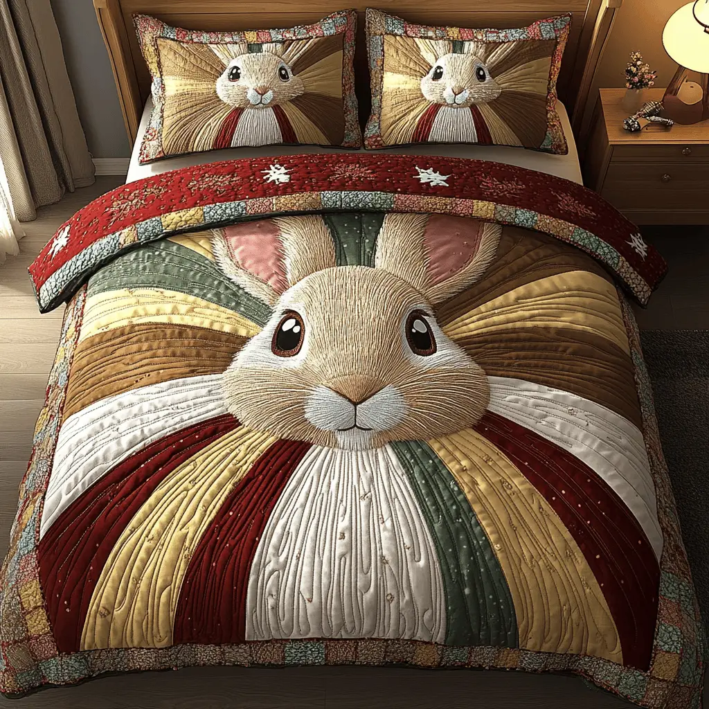 Moonlit Bunny Quilted Bedding Set Cozy Bedroom Decor Rabbit Themed Gifts For Adults Moonlit Bunny Quilted Bedding Set Cozy Bedroom Decor Rabbit Themed Gifts For Adults - Image 1