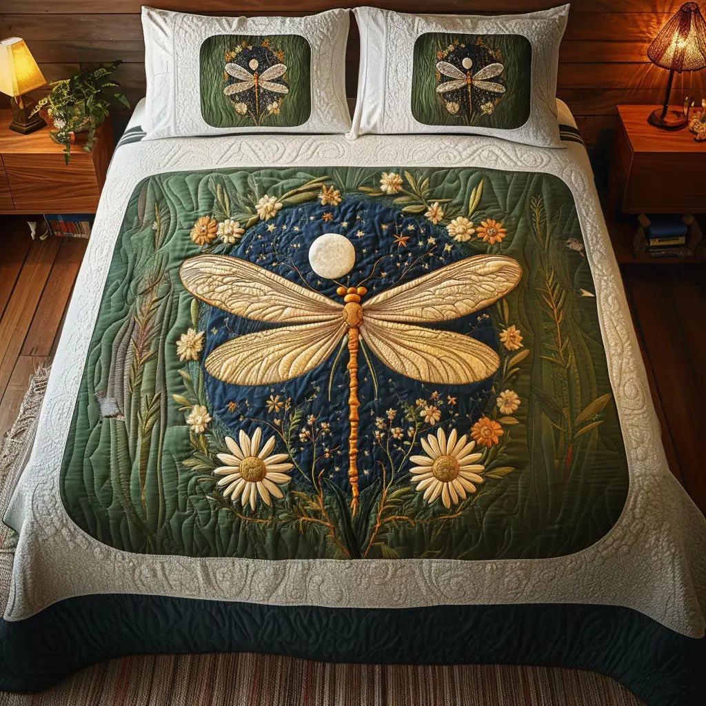 Moonlit Harmony Quilted Bedding Set Bedroom Decor Ideas Dragonfly Gifts For Him