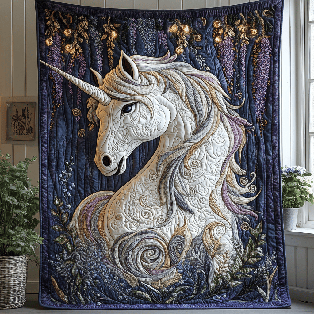 Moonlit Majesty Quilted Blanket Xmas Holiday Unicorn Presents For Adults Moonlit Majesty Quilted Blanket Xmas Holiday Unicorn Presents For Adults - Image 1