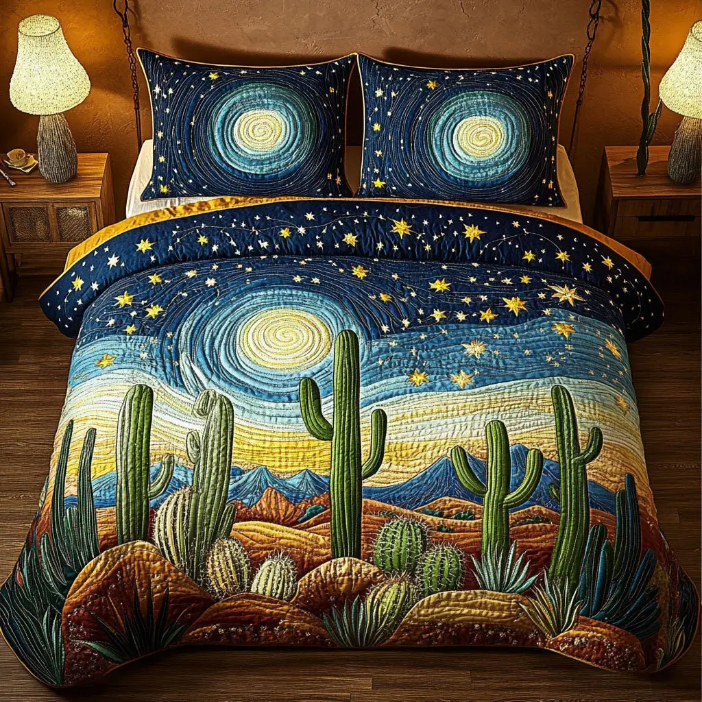 Moonlit Terrain Quilted Bedding Set Modern Bedding Set to Upgrade Your Bedroom