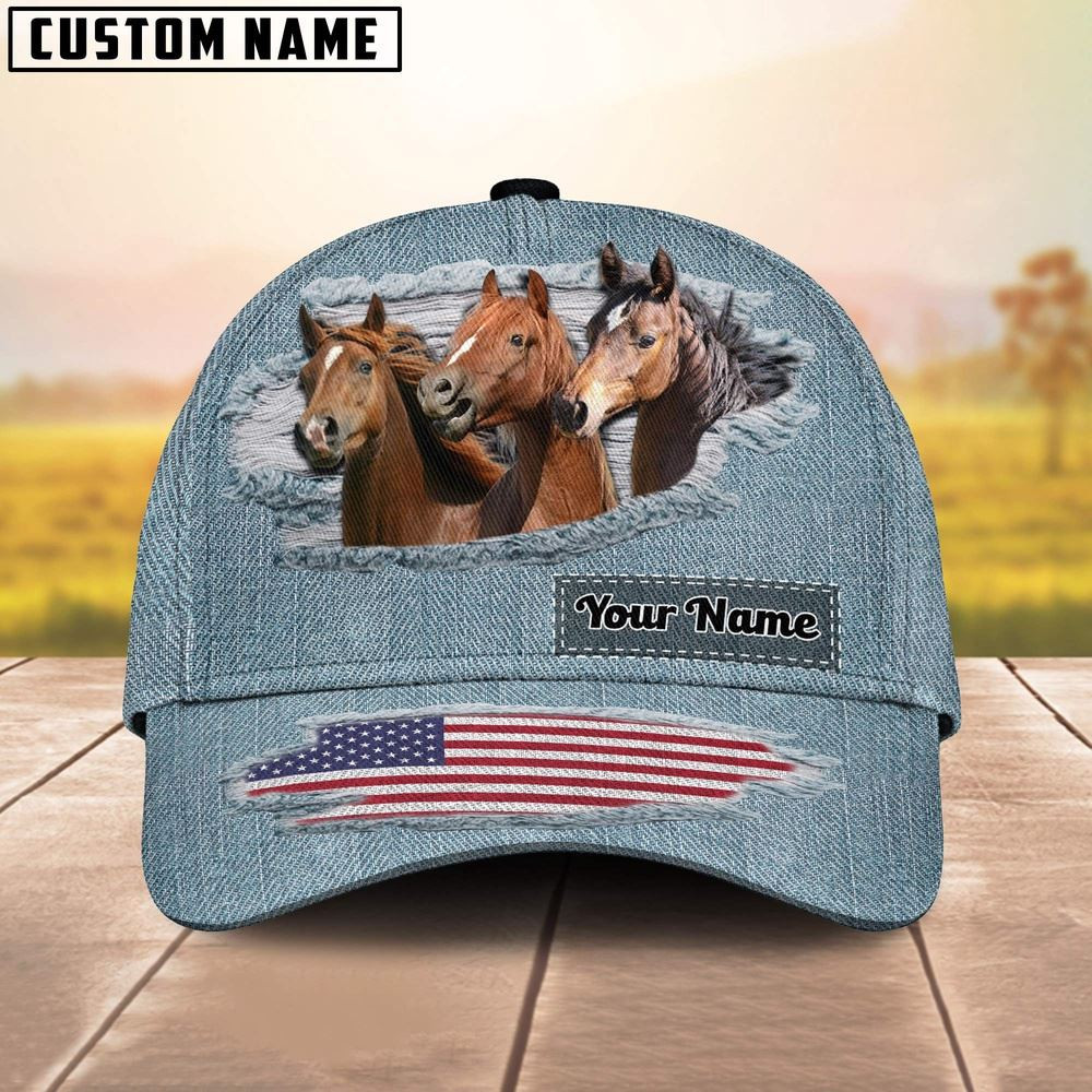 Morgan Horses Jeans Pattern Customized Name Cap Farm Cap Farmer Baseball Cap Gift For Farmer