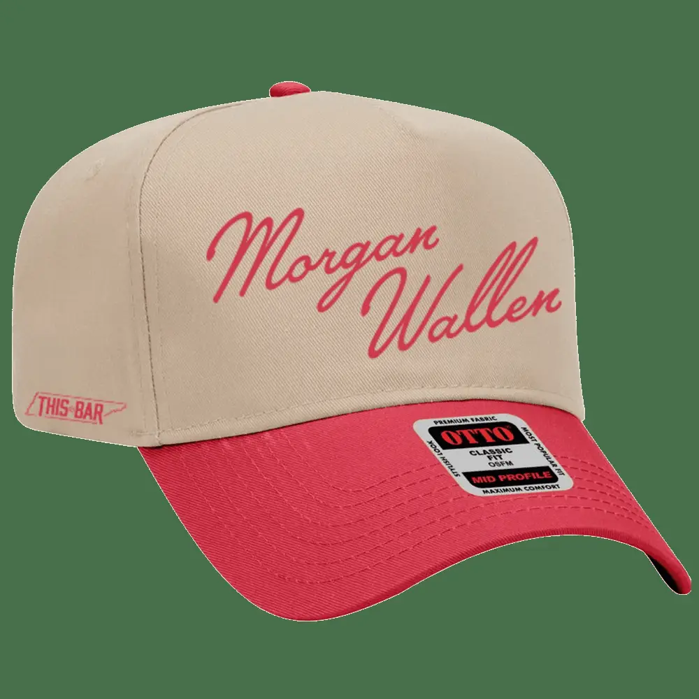 Morgan Wallen Hat Morgan Wallen Khaki Red Cursive Hat Awesome Father's Day Gifts Gifts For BFF