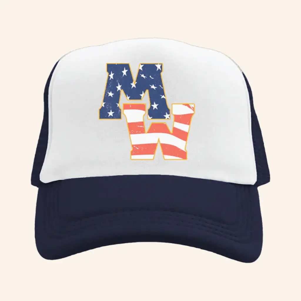 Morgan Wallen Merch Mw Americana Foam Trucker Hat Unique Gifts For Music Lovers -WearandDecor