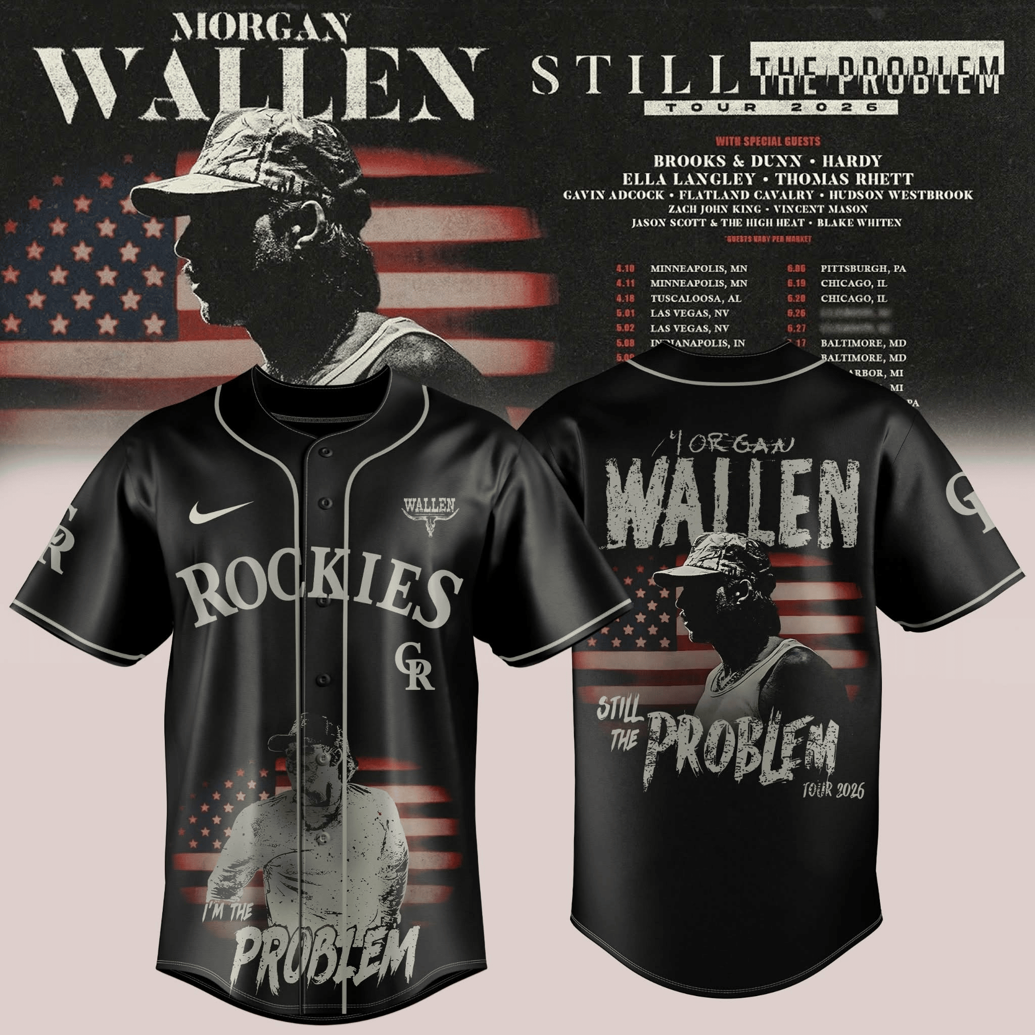 Morgan Wallen Still The Problem Tour 2026 Jersey Country Music Apparel Concert Outfit