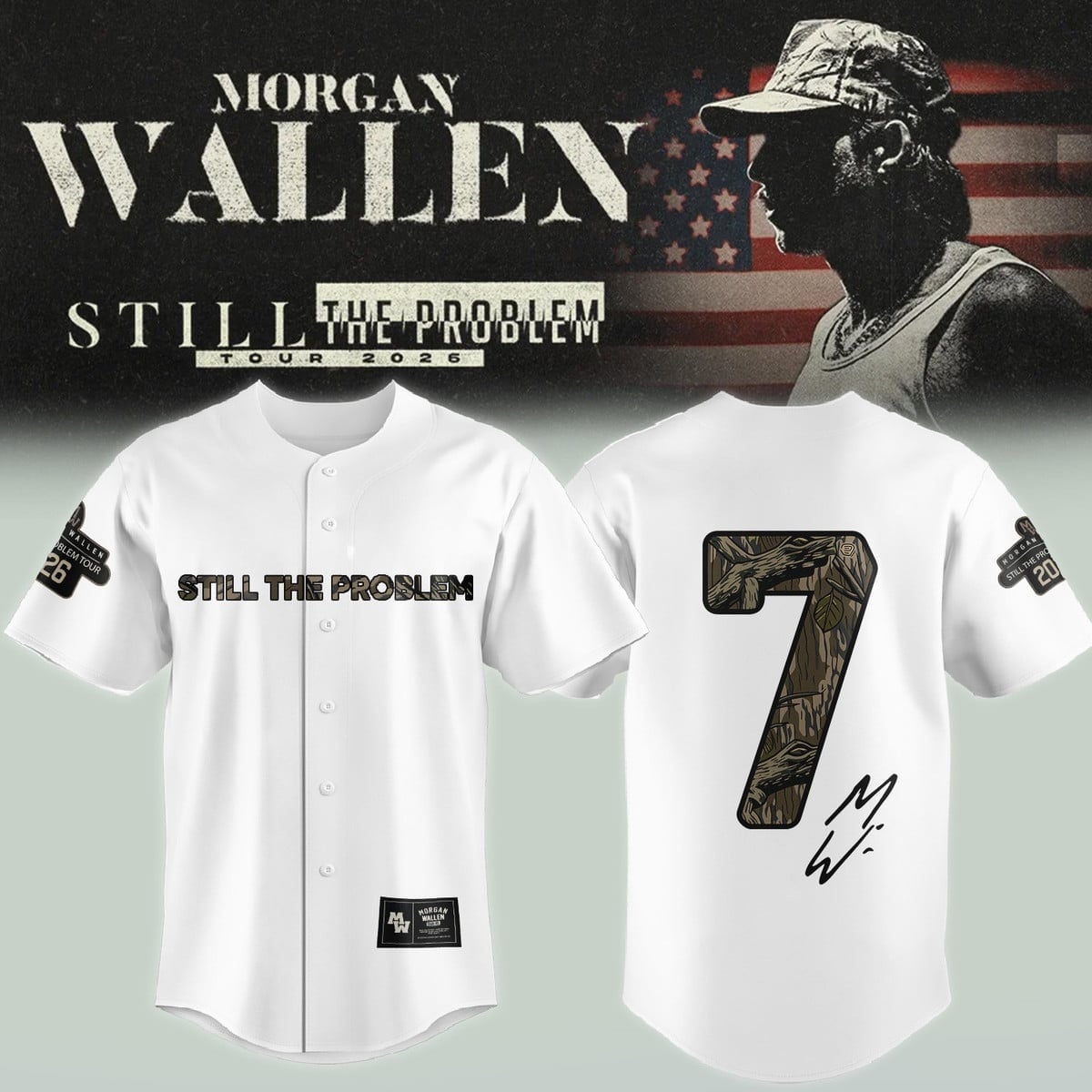 Morgan Wallen Tour Merch Camo Wallen 7 Still The Problem Tour Jersey Concert Outfit