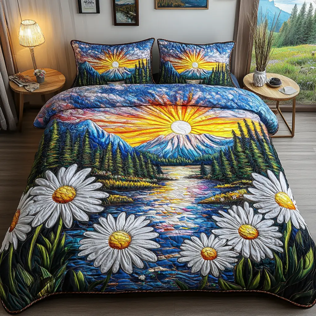 Morning Meadow Quilted Bedding Set Trendy Bedding Set for Bedroom Makeover