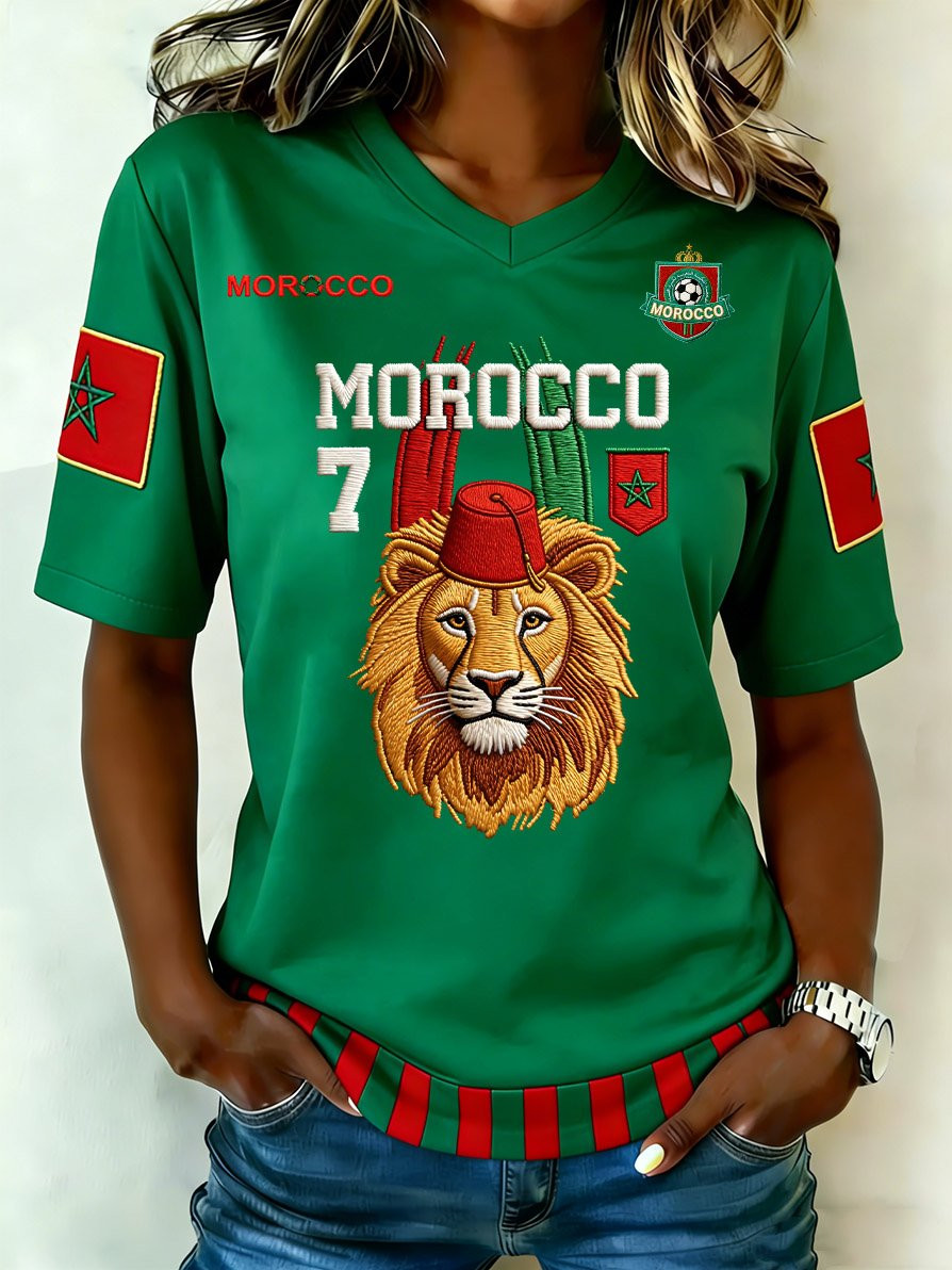 Morocco 2026 FIFA World Cup V-Neck Jersey Game Day Clothing Gift For Fans