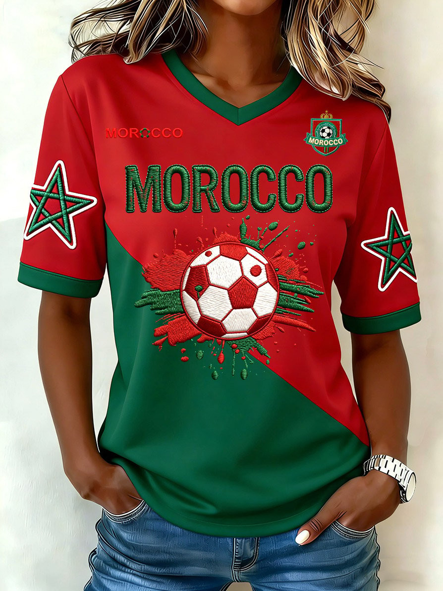 Morocco 2026 FIFA World Cup V-Neck Jersey Game Day Clothing Morocco Pride Gifts Morocco 2026 FIFA World Cup V-Neck Jersey Game Day Clothing Morocco Pride Gifts - Image 1