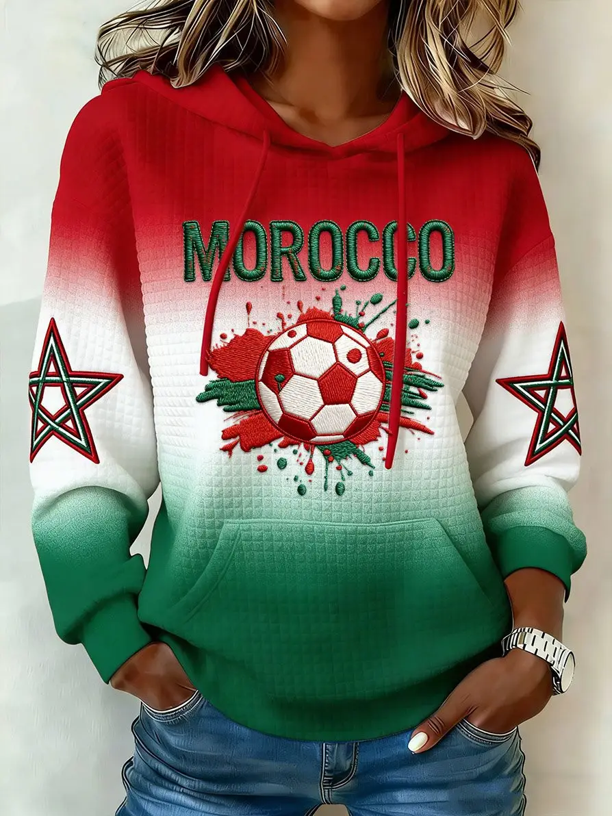 Morocco 2026 World Cup Hoodie Women's Morocco National Football Team Merch Fan Clothing Gifts