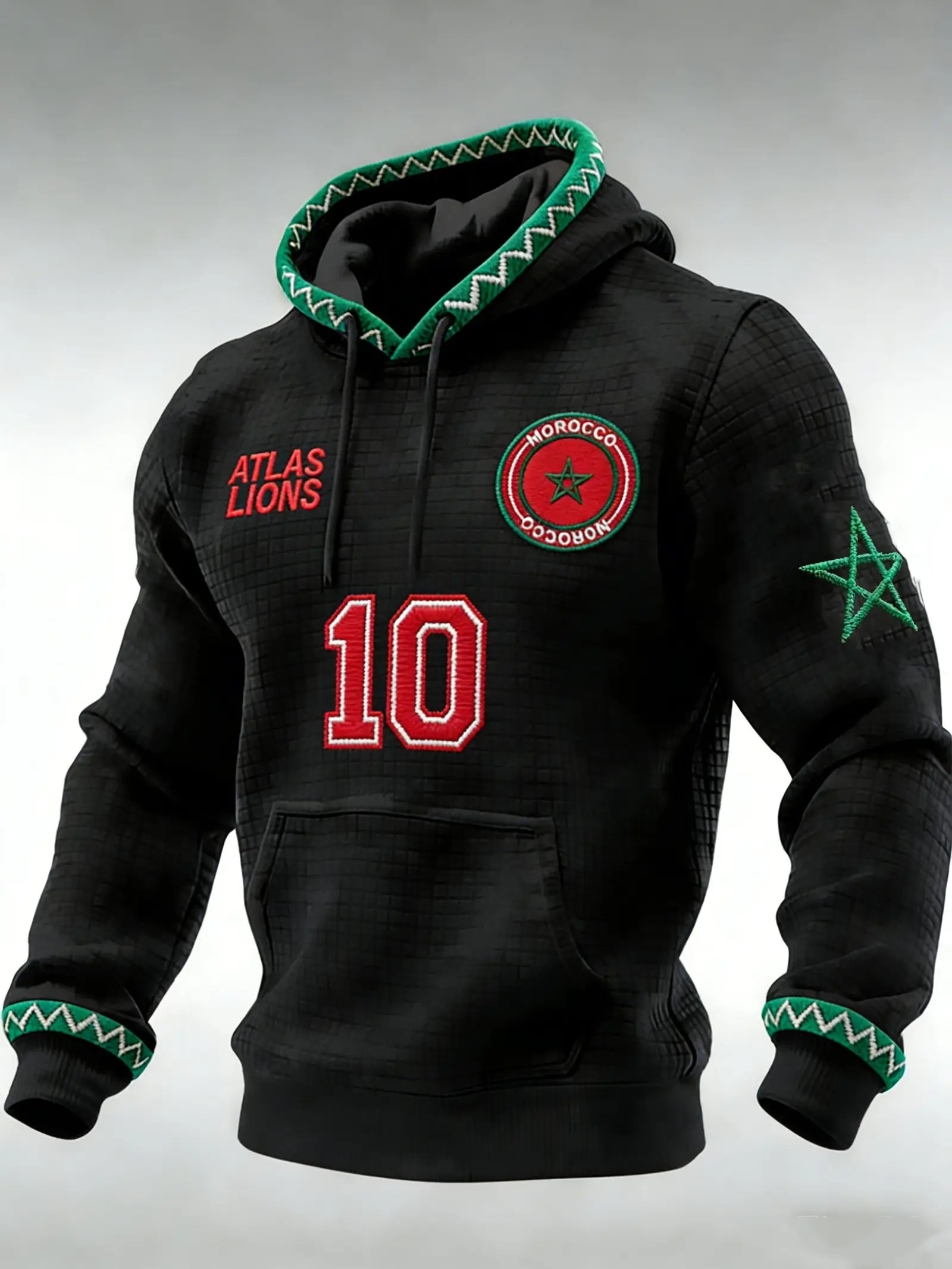 Morocco 2026 World Cup Merch Atlas Lions No 10 Hoodie Football Lover Clothing Gifts For Men