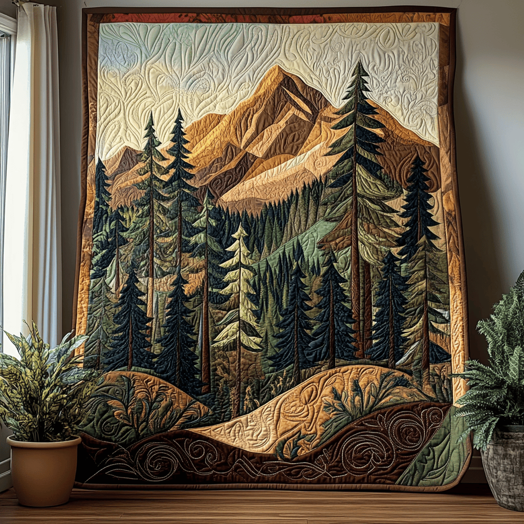 Mossy Pine Quilted Blanket Xmas Holiday Presents For Nature Lovers