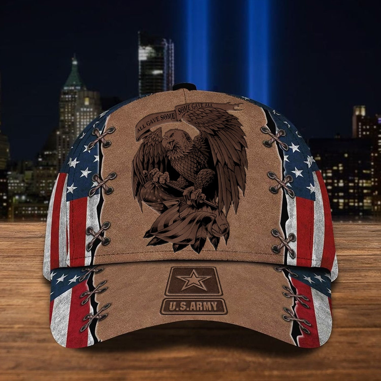 Multiple US Military Services Veteran 3D Hat Bald Eagle Print Father's Day Merch