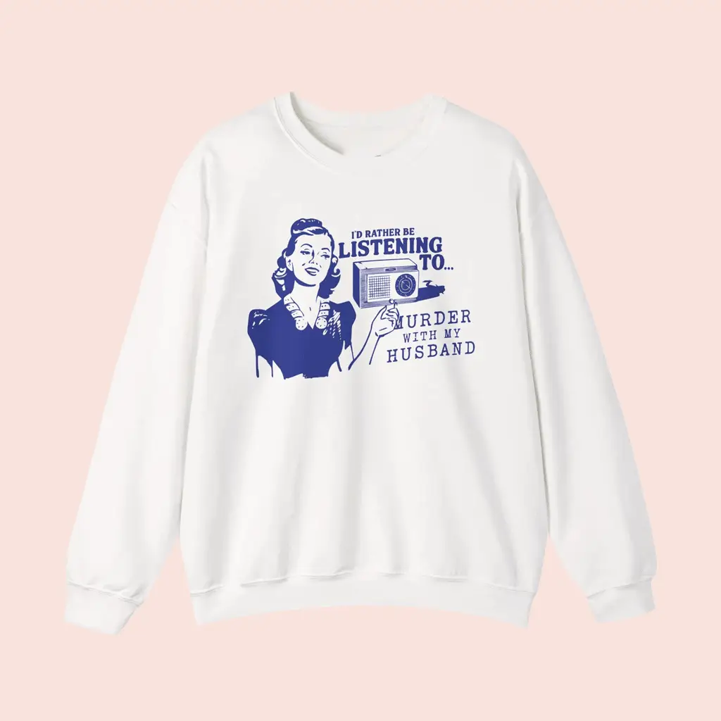 Murder With My Husband Merch Retro Wife Crewneck Clothes Great Gift Ideas Murder With My Husband Merch Retro Wife Crewneck Clothes Great Gift Ideas - Image 1