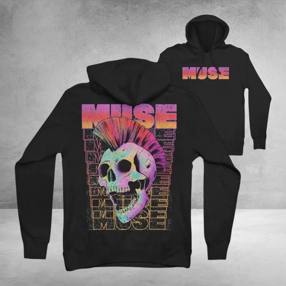 Muse Merch Hoodie Mohawk Skull Top Cool Apparel Merch Ideas For Muse Fans Present