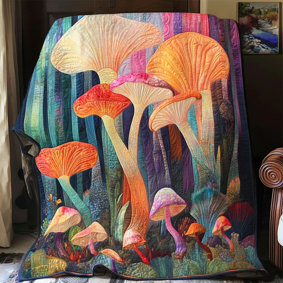 Mushroom Forest Quilt Luxury Throw Blankets Mothers Day Gift For Friends