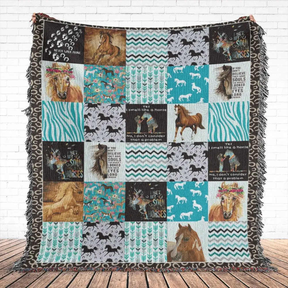 My Soul Smells Like Horses All Over Printed Blanket Farm Blanket Gift For Farmer