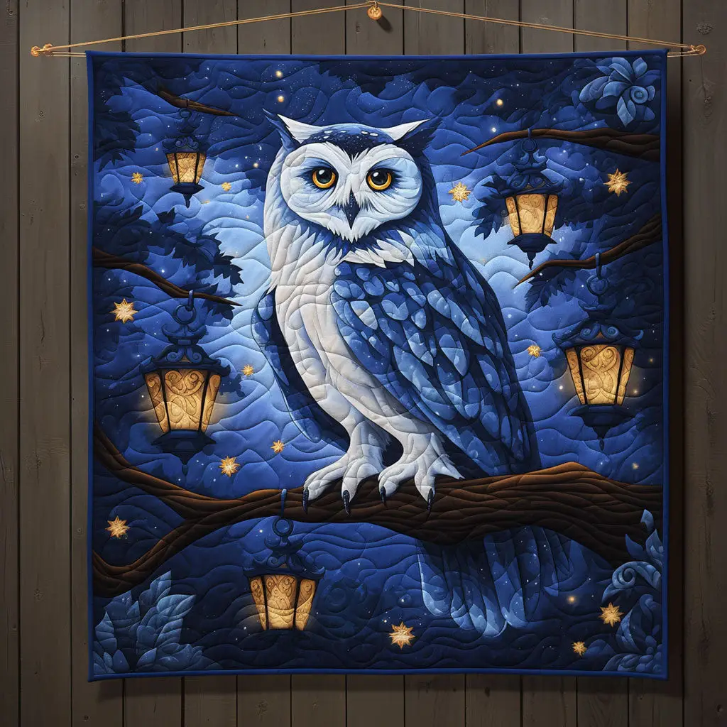 Mysterious Blue Night Owl Quilt Charming Quilt Blanket Gift for Festive Spirit