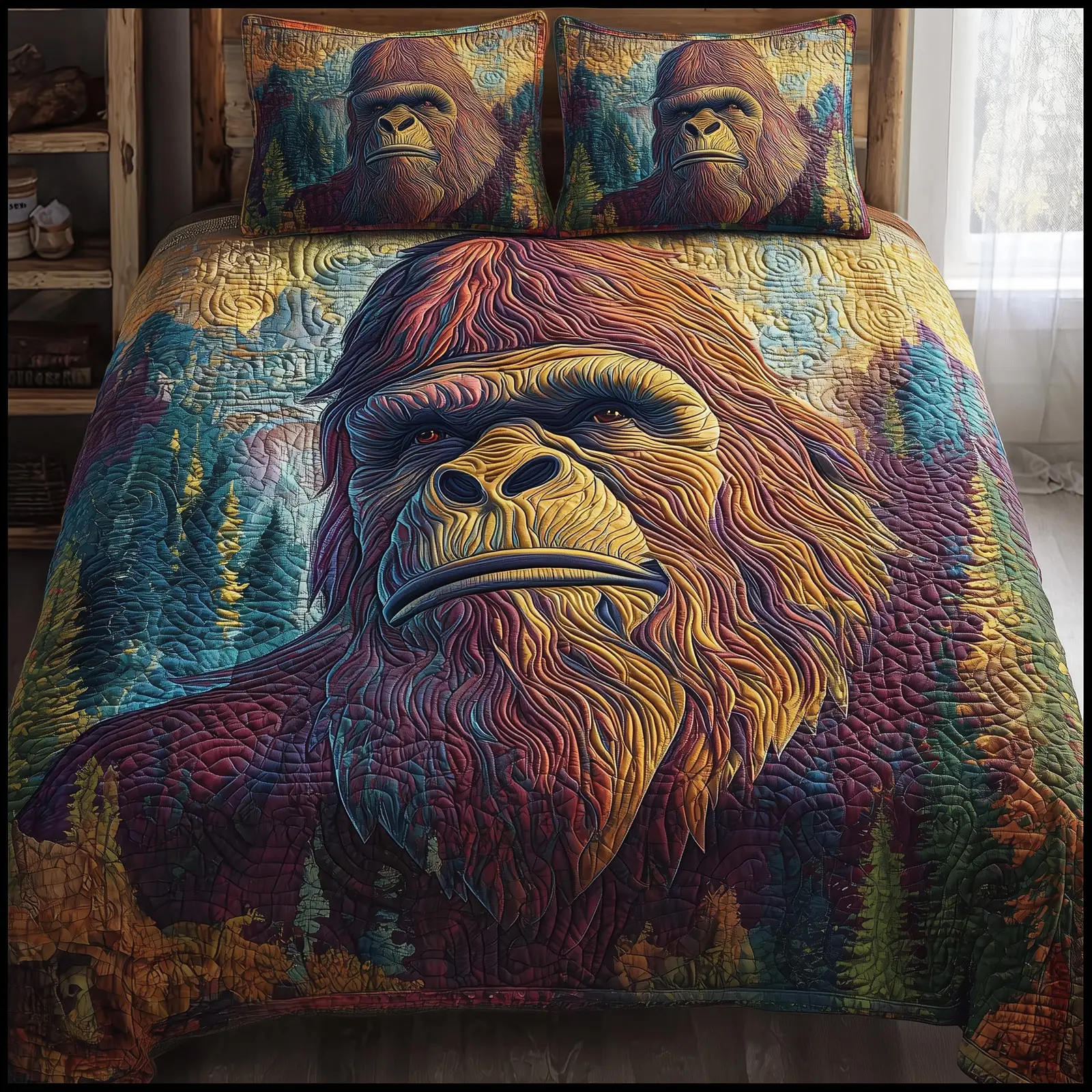 Mystic Bigfoot Quilted Bedding Set Bohemian Vibe