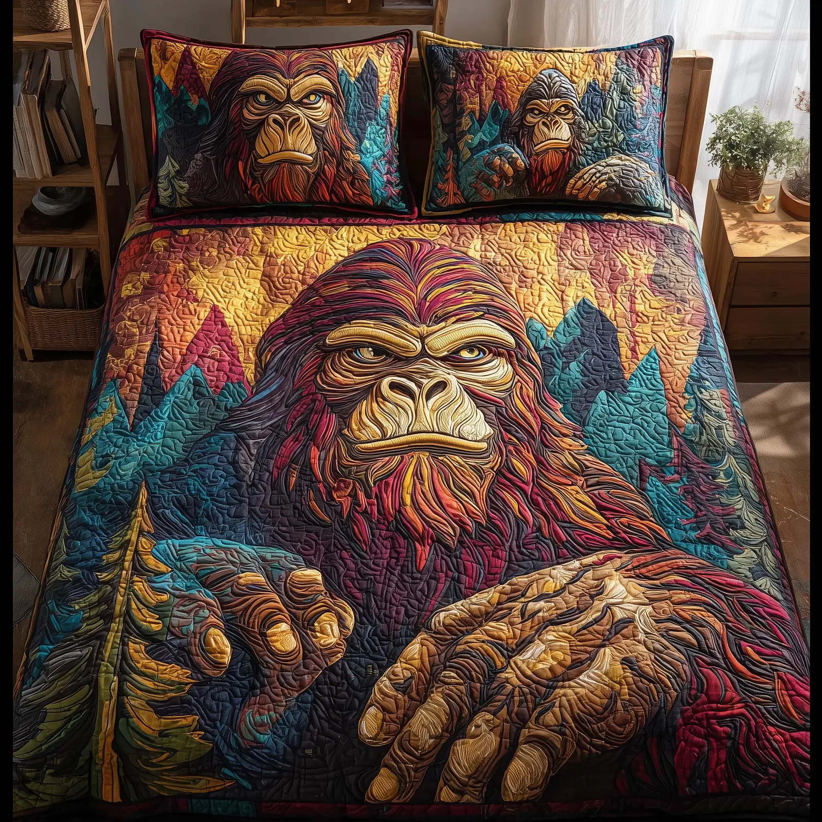 Mystic Bigfoot Quilted Bedding Set Classic Style