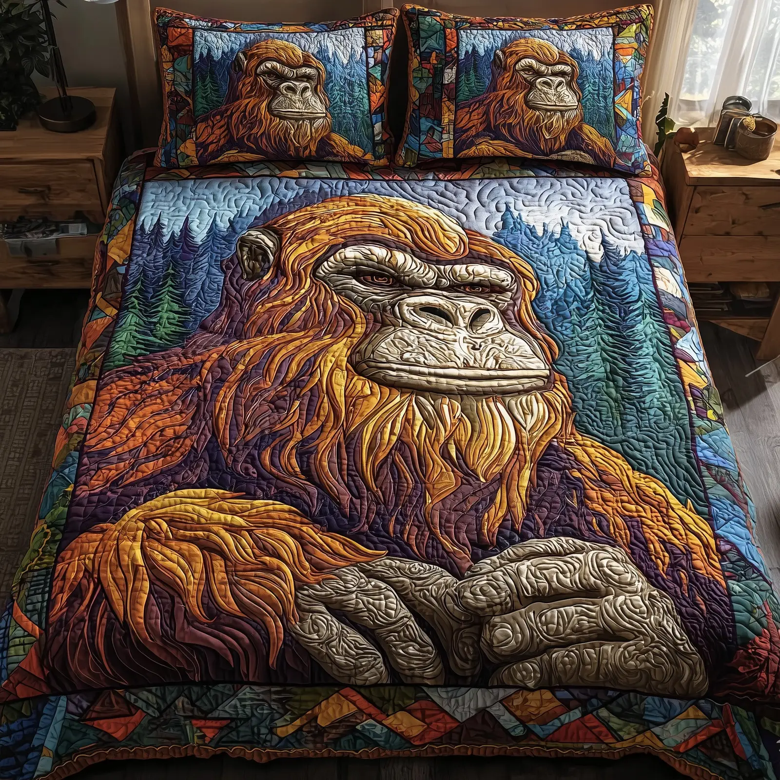 Mystic Bigfoot Quilted Bedding Set Home Decor Collection