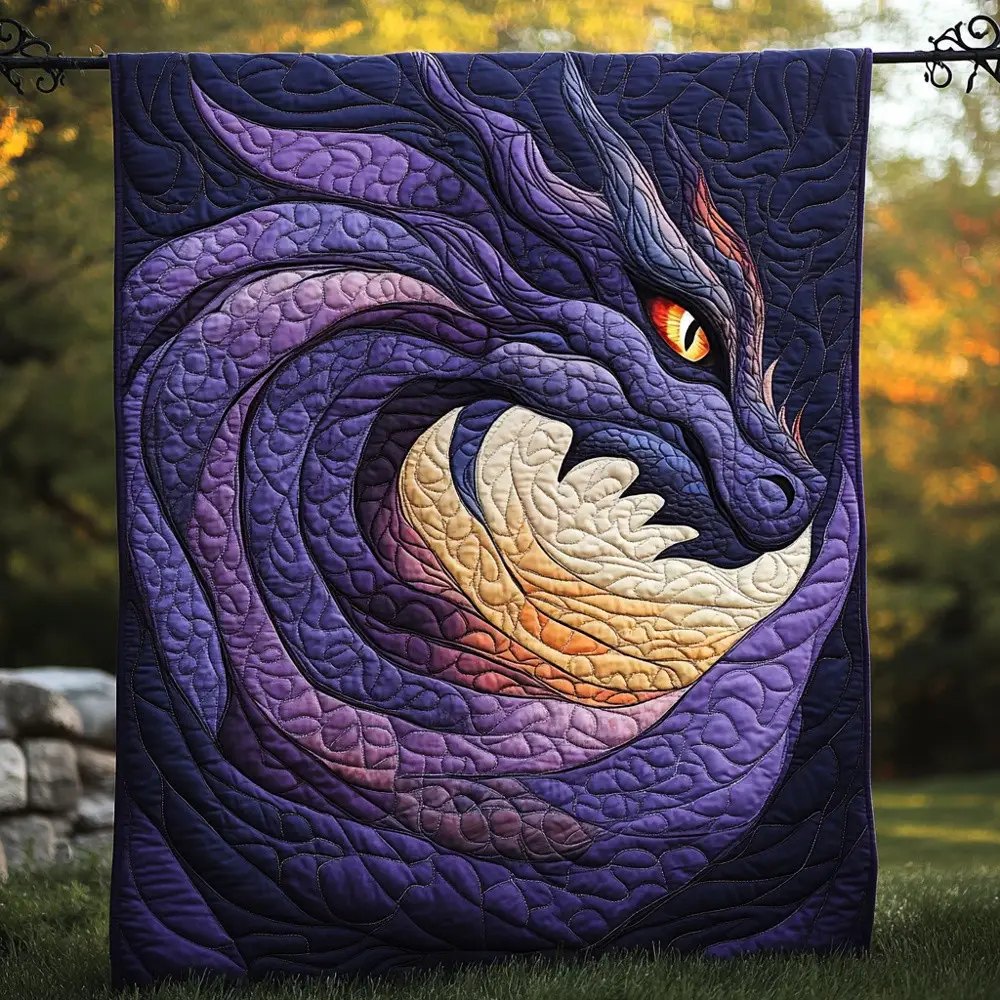 Mystic Dragon Flame Quilted Blanket Dark Fantasy Serpent Patchwork Art Throw Best Gift For Dragon Fans Mystic Dragon Flame Quilted Blanket Dark Fantasy Serpent Patchwork Art Throw Best Gift For Dragon Fans - Image 1