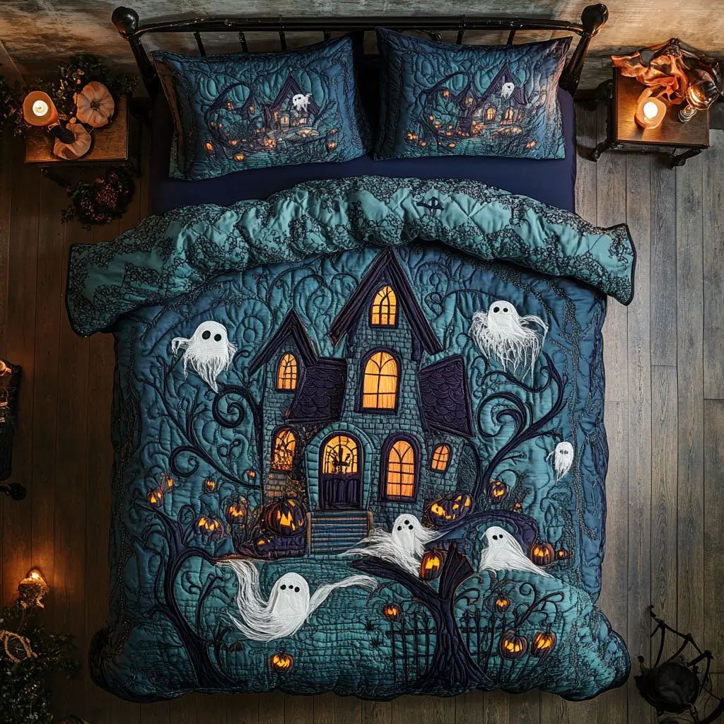 Mystic Haunted House Quilted Bedding Set Duvet Cover Bedspread Presents For Him