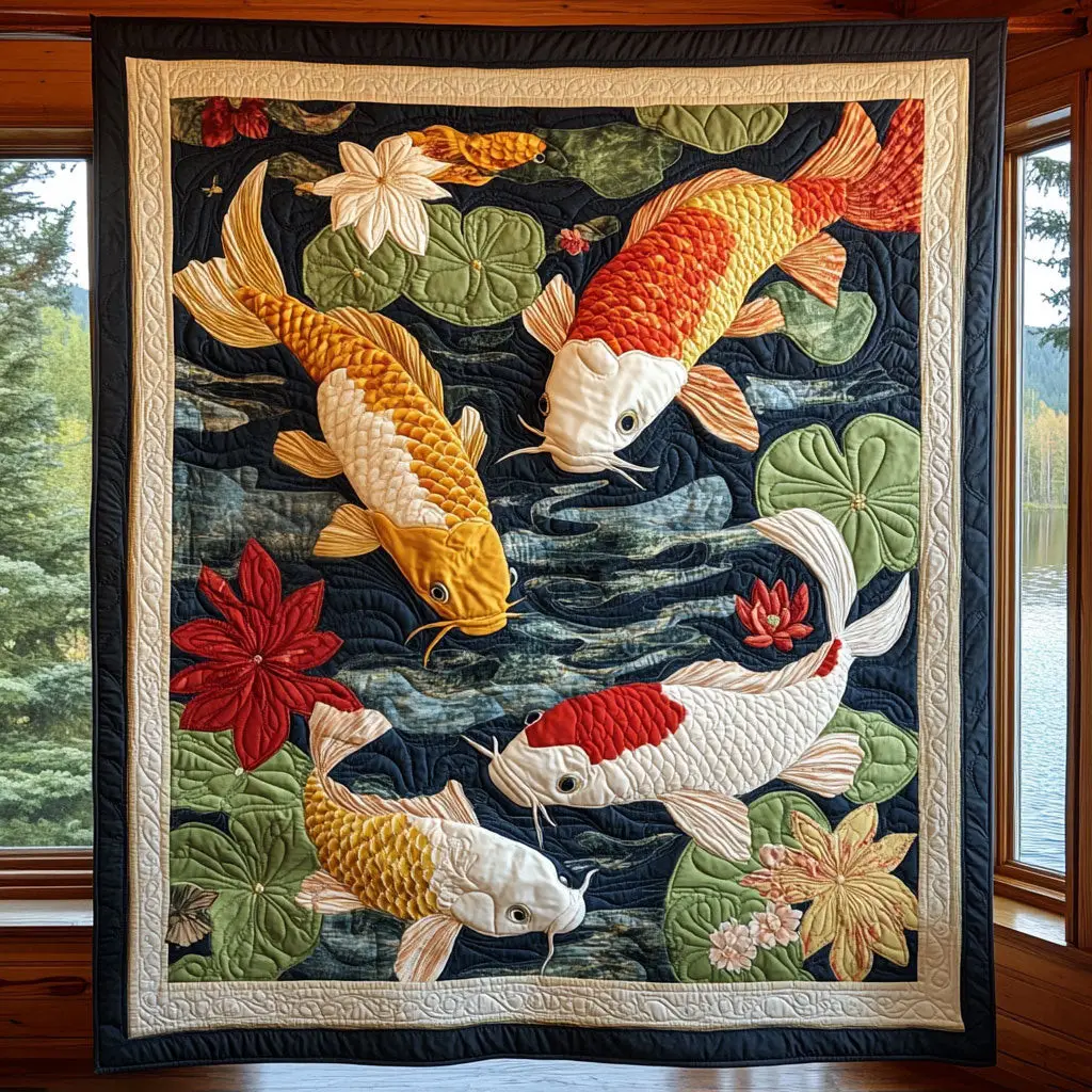 Mystic Koi Quilt Soft Quilt Blanket Gift for Comfortable Nights