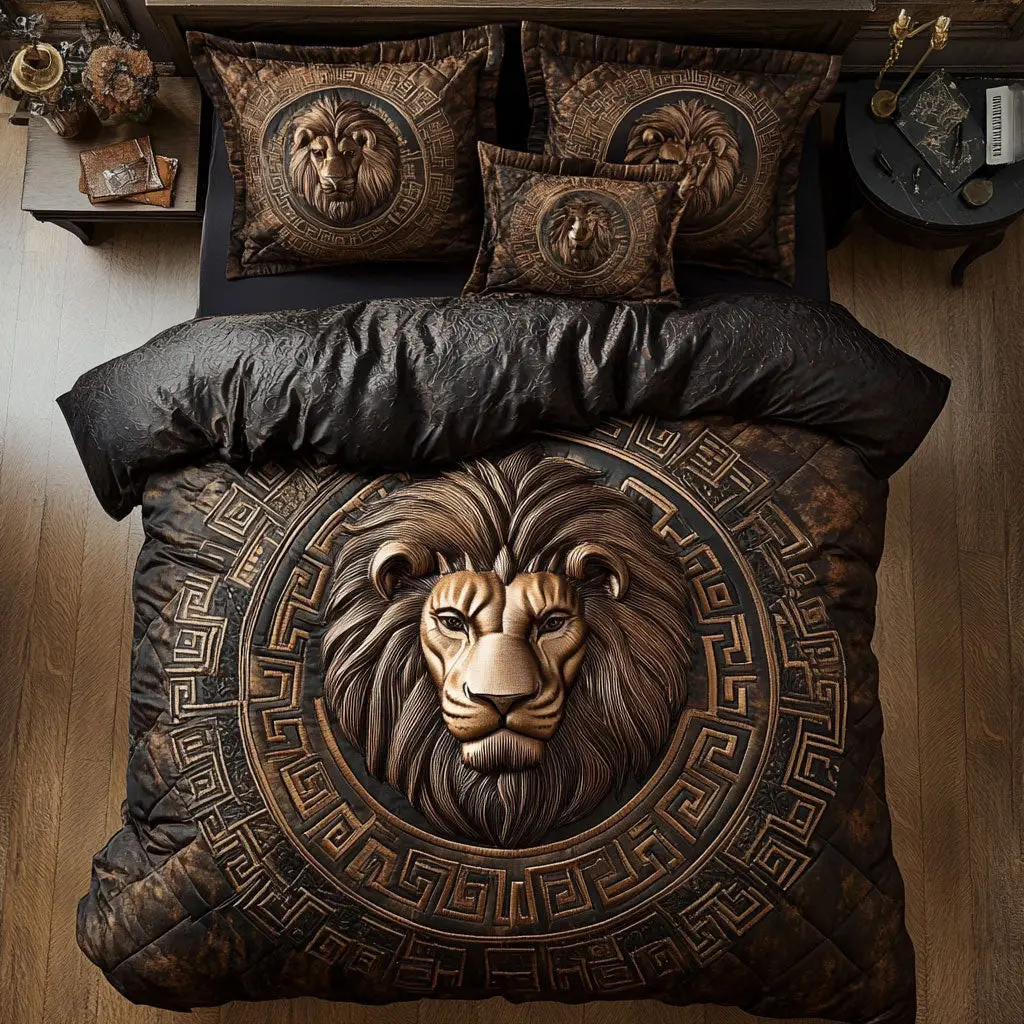 Mystic Lion Quilted Bedding Set Duvet Cover Bedspread Bedroom Decorative For Couples Mystic Lion Quilted Bedding Set Duvet Cover Bedspread Bedroom Decorative For Couples - Image 1